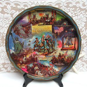 UNITED STATES Bicentennial 1976 Vintage Souvenir Metal Tray Patriotic America